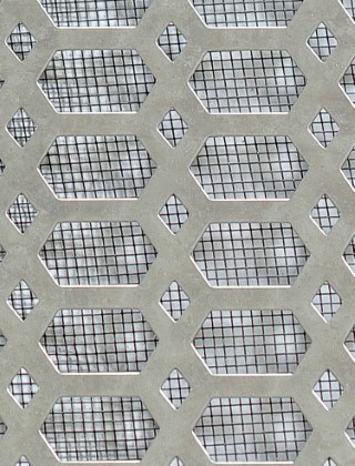 Slot & Diamond stainless 2 X 1m with black backing mesh cut to size